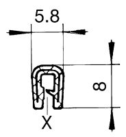 PVC-Kantenschutzprofil, schwarz, 5,8 x 8,0 mm, Klemmbereich 0,8 - 1,0 mm